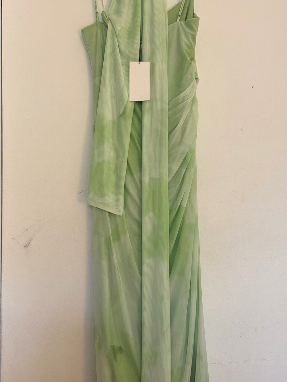 ZARA Green Tie-Dye Draped Maxi Dress NWT Size L